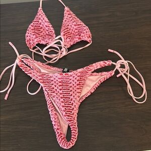 TRIANGLE BIKINI CROCHET PINK